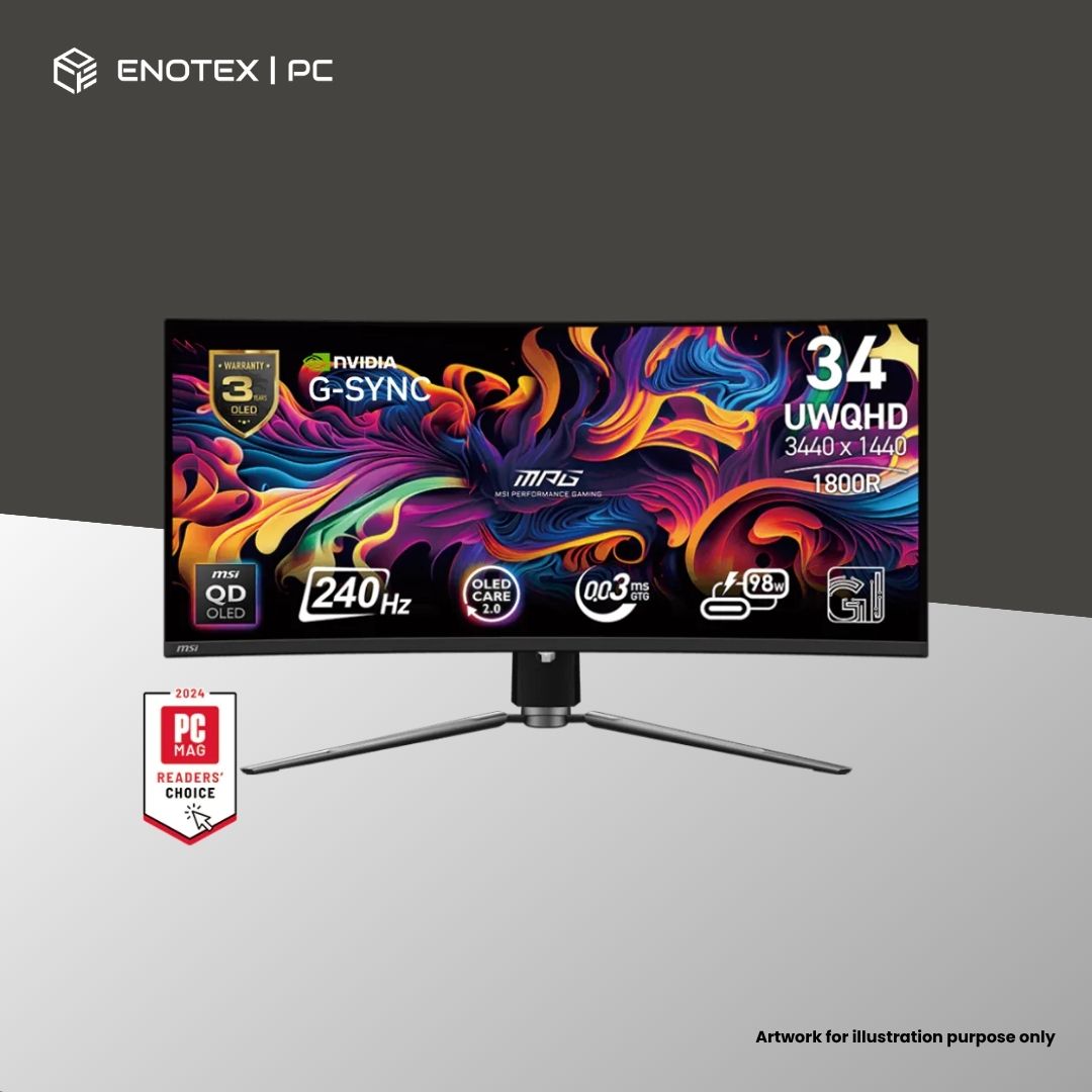 MSI MPG 341CQPX 34" UWQHD 240HZ 0.03MS QD-QLED GAMING MONITOR (3YR)