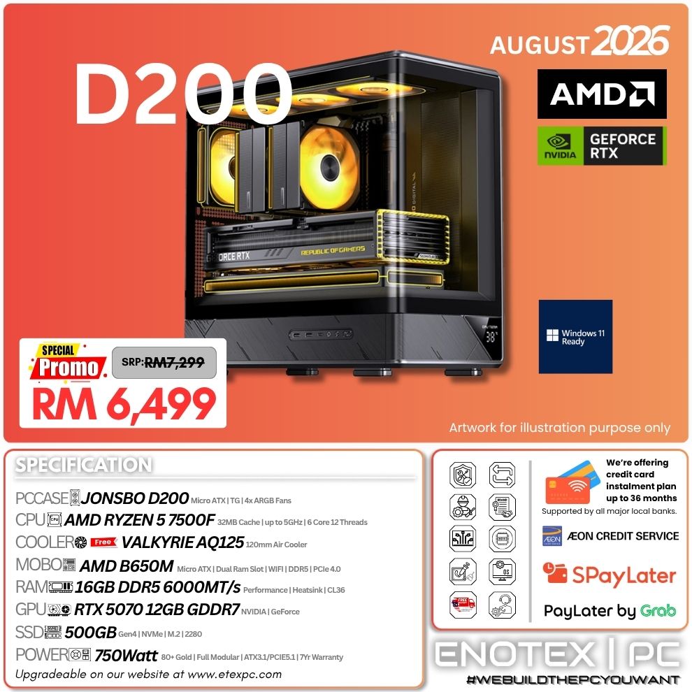 D200 - Ryzen 5 7500F | NVIDIA GeForce RTX 5070 12GB GDDR7