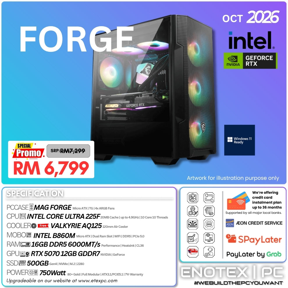 FORGE - Intel Core Ultra 5 225F | NVIDIA GeForce RTX 5070 12GB GDDR7