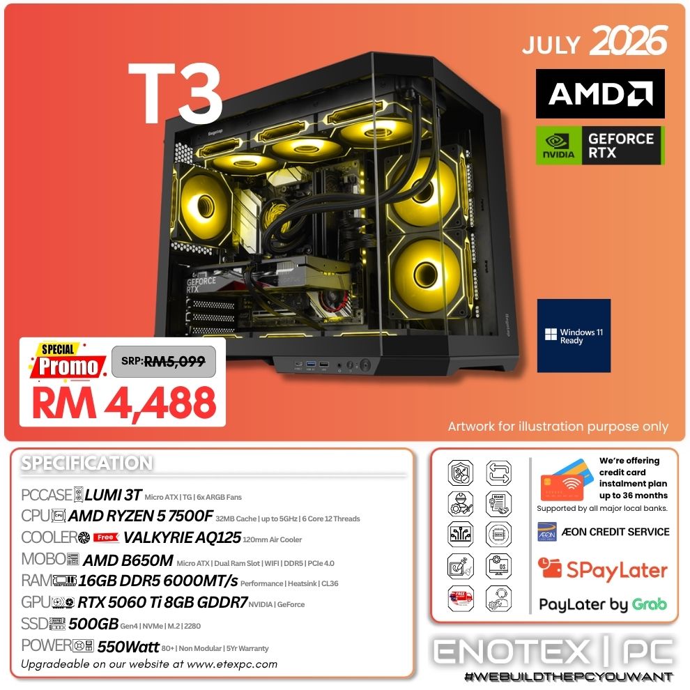 T3 - Ryzen 5 7500F | NVIDIA GeForce RTX 5060 Ti 8GB GDDR7