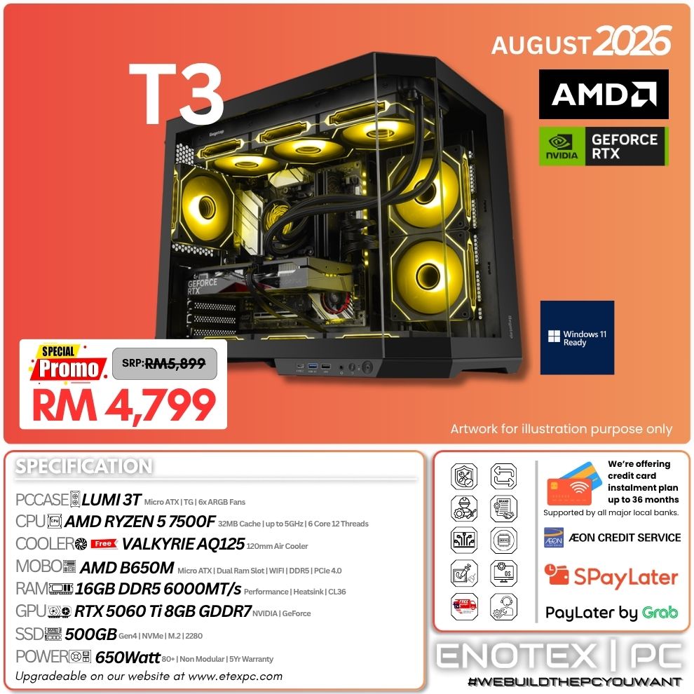 T3 - Ryzen 5 7500F | NVIDIA GeForce RTX 5060 Ti 8GB GDDR7