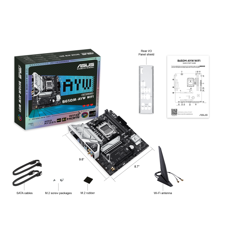 ASUS B650M-AYW WIFI MATX DDR5 AM5 MAINBOARDASUS B650M-AYW WIFI MATX DDR5 AM5 MAINBOARD