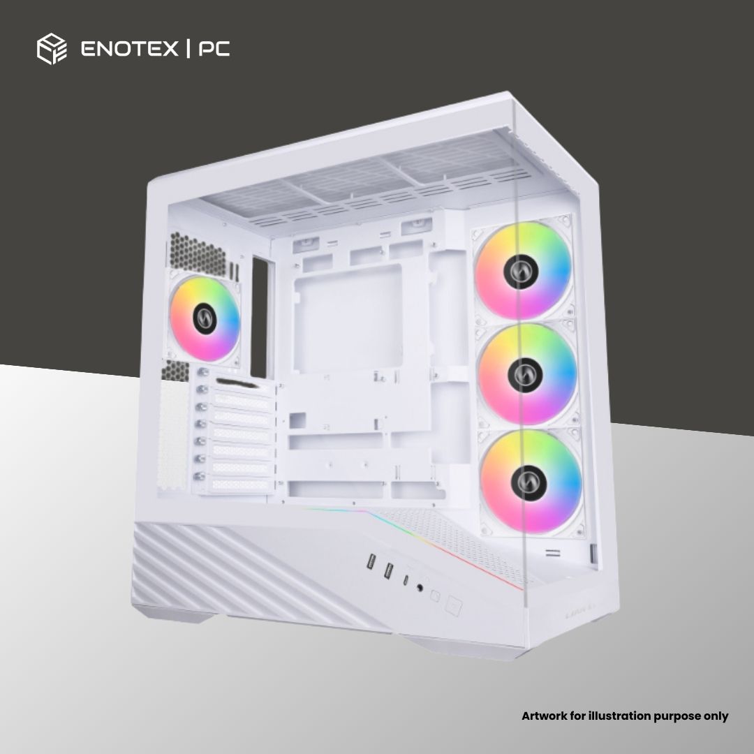 LIAN LI VECTOR V100R TG E-ATX WITH 4 ARGB FAN - WHITE