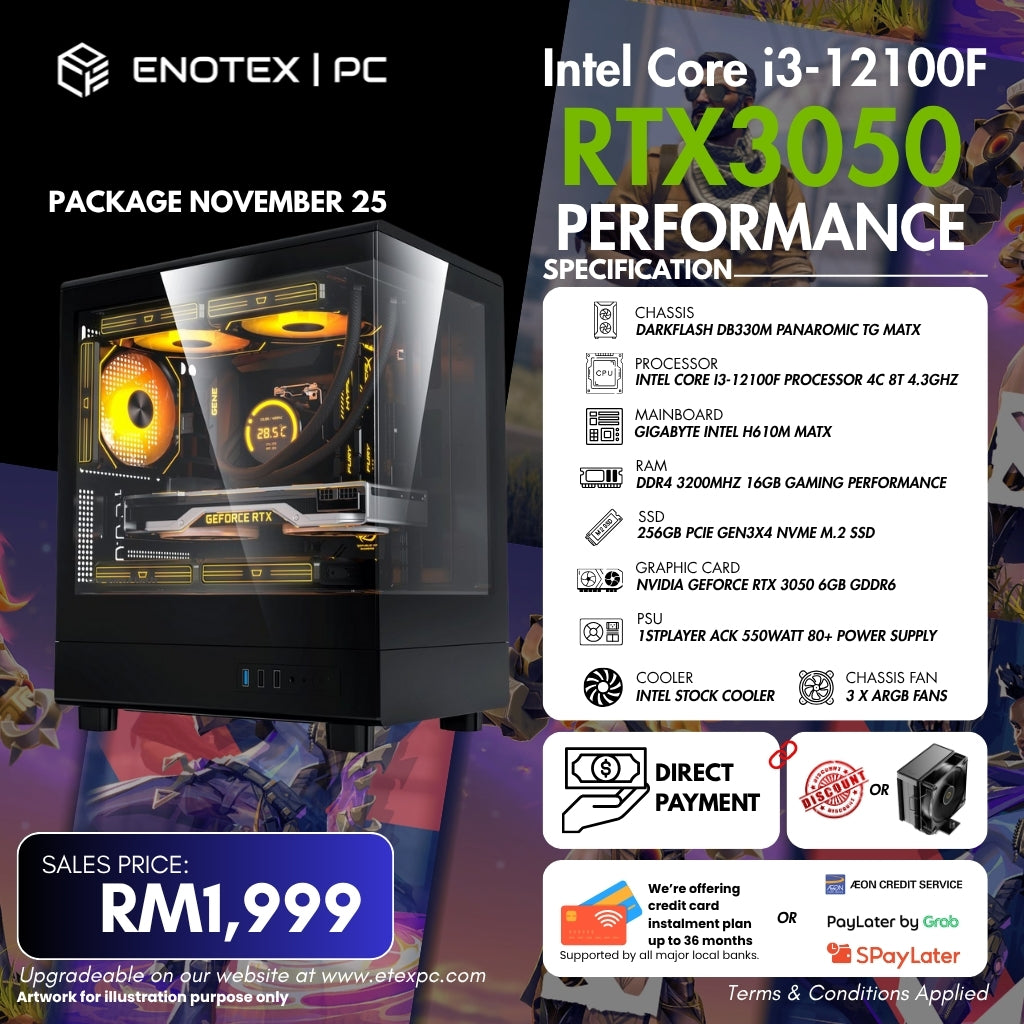intel 12Gen i3-12100F NVIDIA RTX™ 3050 6GB GDDR6