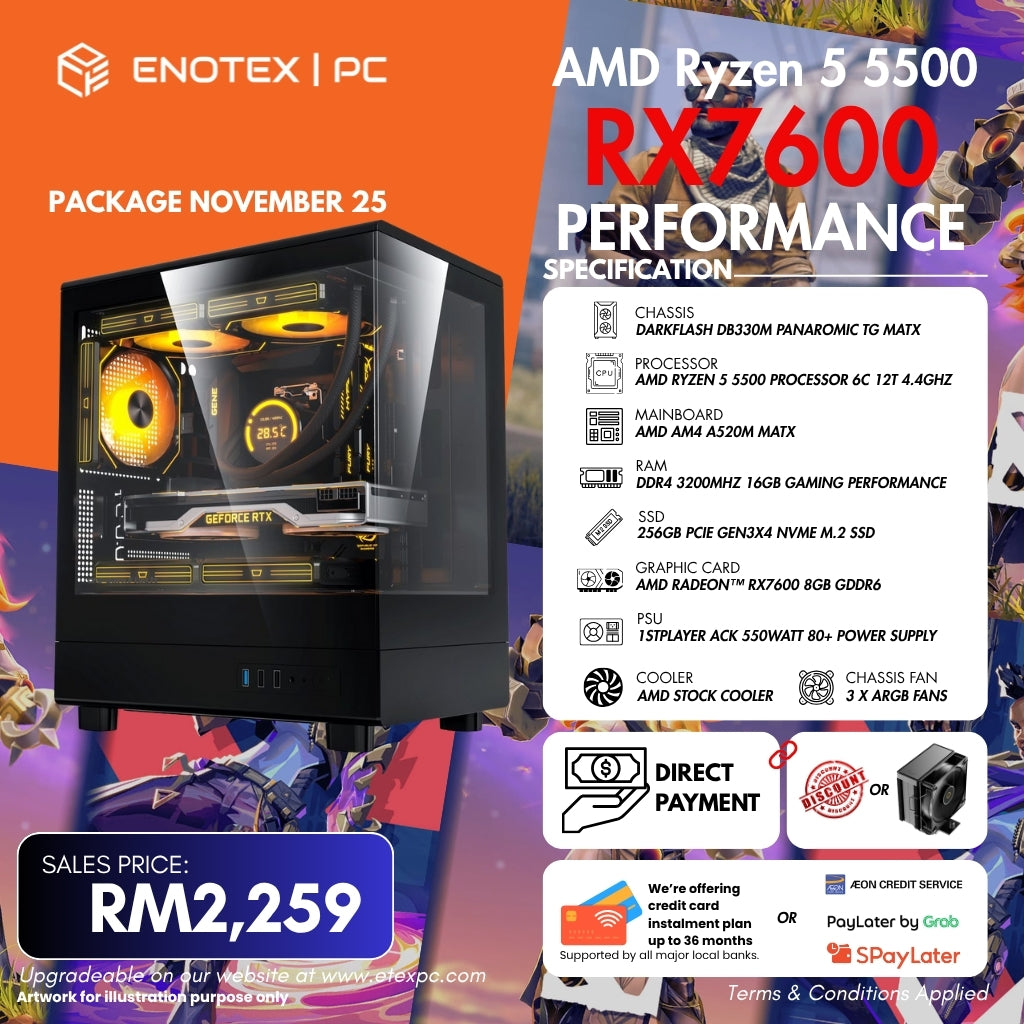 AMD Ryzen™ 5 5500 Radeon™ RX7600 8GB GDDR6