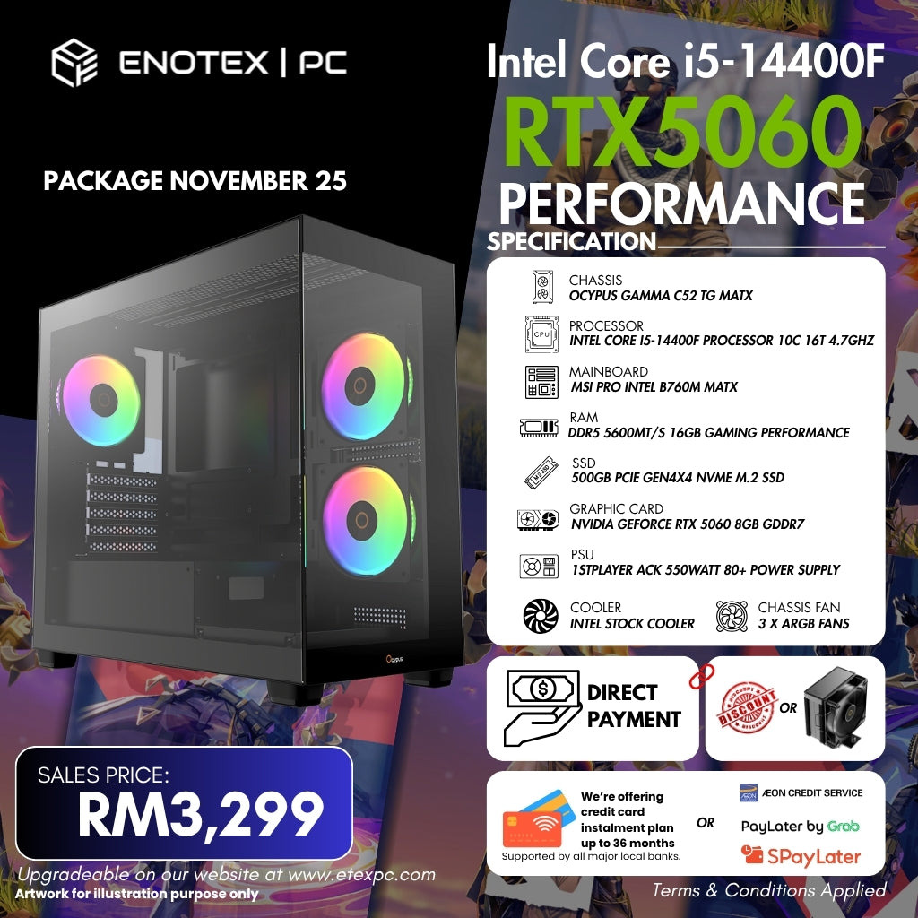 intel 14Gen i5-14400F NVIDIA RTX™ 5060 8GB GDDR7