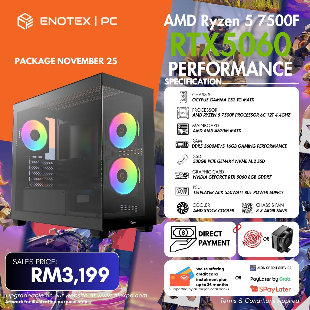 AMD Ryzen™ 5 7500F NVIDIA RTX™ 5060 8GB GDDR7