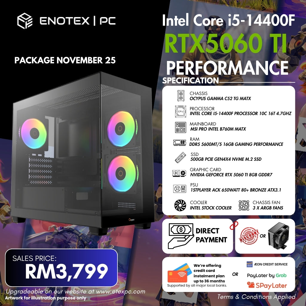 intel 14Gen i5-14400F NVIDIA RTX™ 5060 Ti 8GB GDDR7