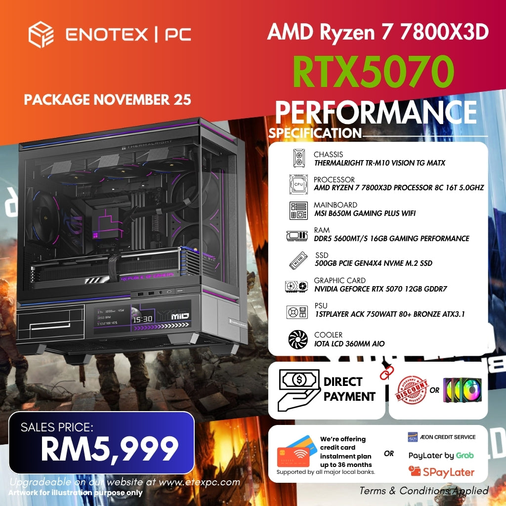 AMD Ryzen™ 7 7800X3D NVIDIA RTX™5070 12GB GDDR7