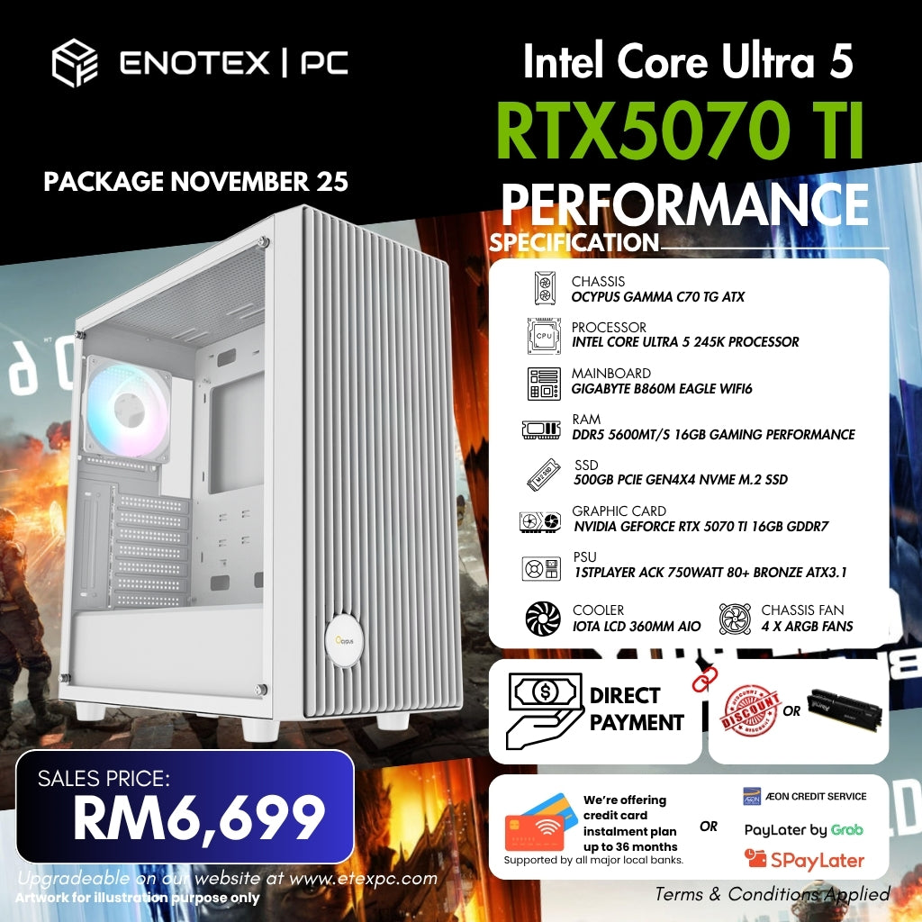 intel Core Ultra 5 245K NVIDIA RTX™ 5070 Ti 16GB GDDR7