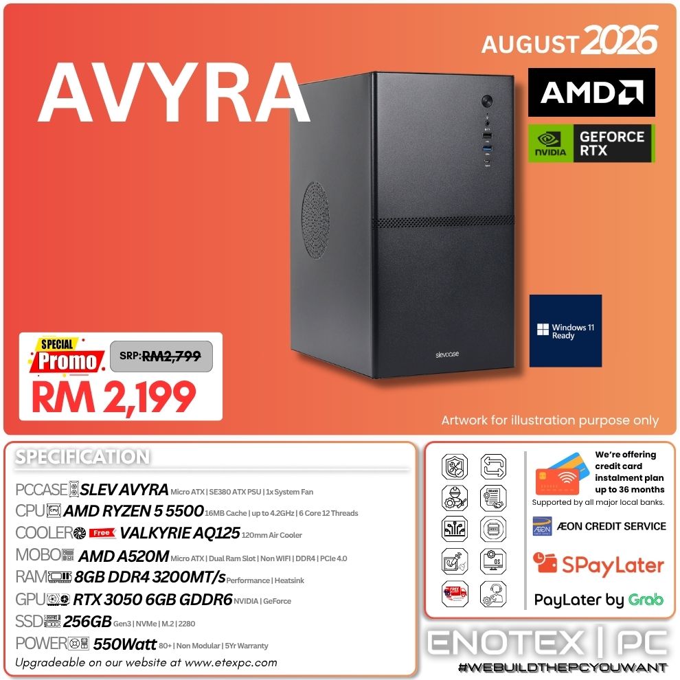 AVYRA - Ryzen 5 5500 | NVIDIA GeForce RTX 3050 6GB GDDR6