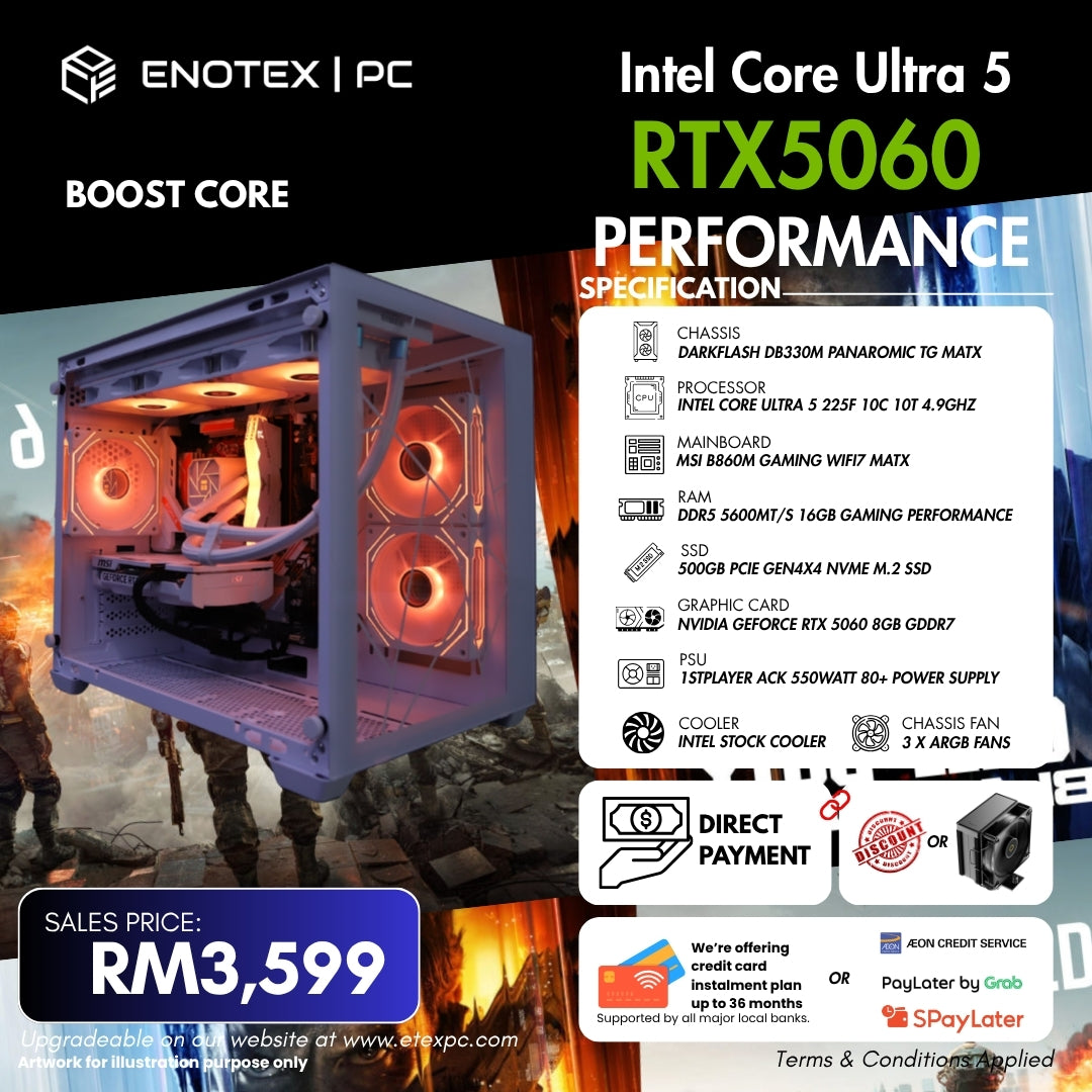 BOOST - Core Ultra 5 225F | NVIDIA GeForce RTX 5060 8GB GDDR7