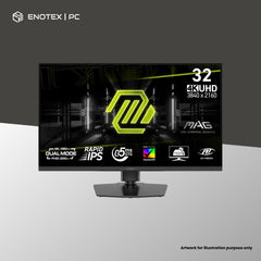 MSI MAG 322URDF E16 31.5" FHD/UHD 160HZ/360HZ 0.5MS RAPID IPS GAMING MONITOR (3YR) - DUAL MODE