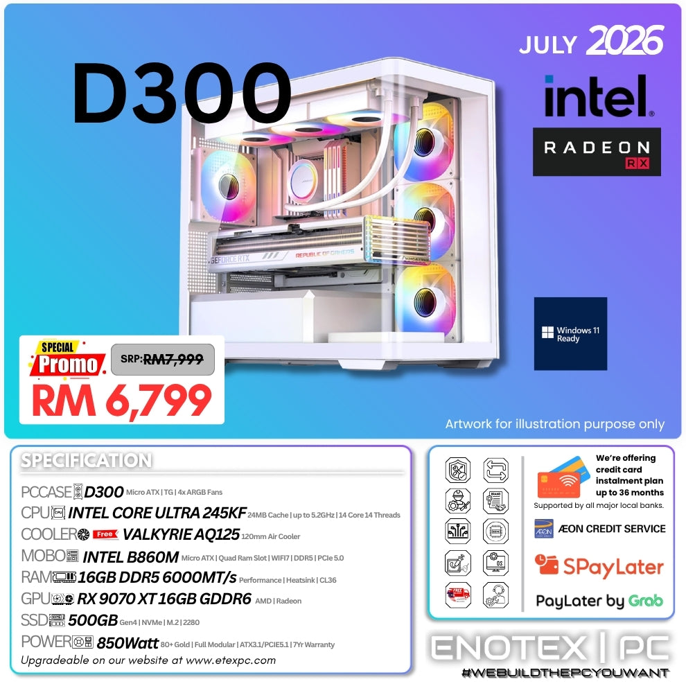 D300 - Intel Core Ultra 5 245KF | AMD Radeon RX 9070 XT 16GB GDDR6
