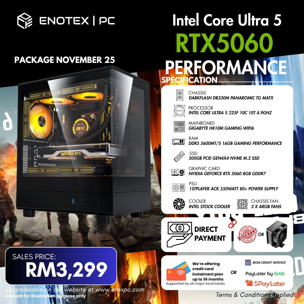 intel Core Ultra 5 225F NVIDIA RTX™ 5060 8GB GDDR7