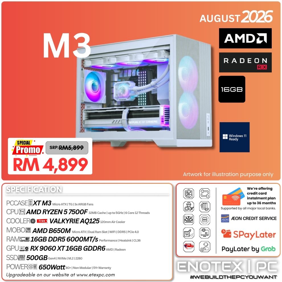 M3 White - Ryzen 5 7500F | AMD Radeon RX 9060 XT 16GB GDDR6