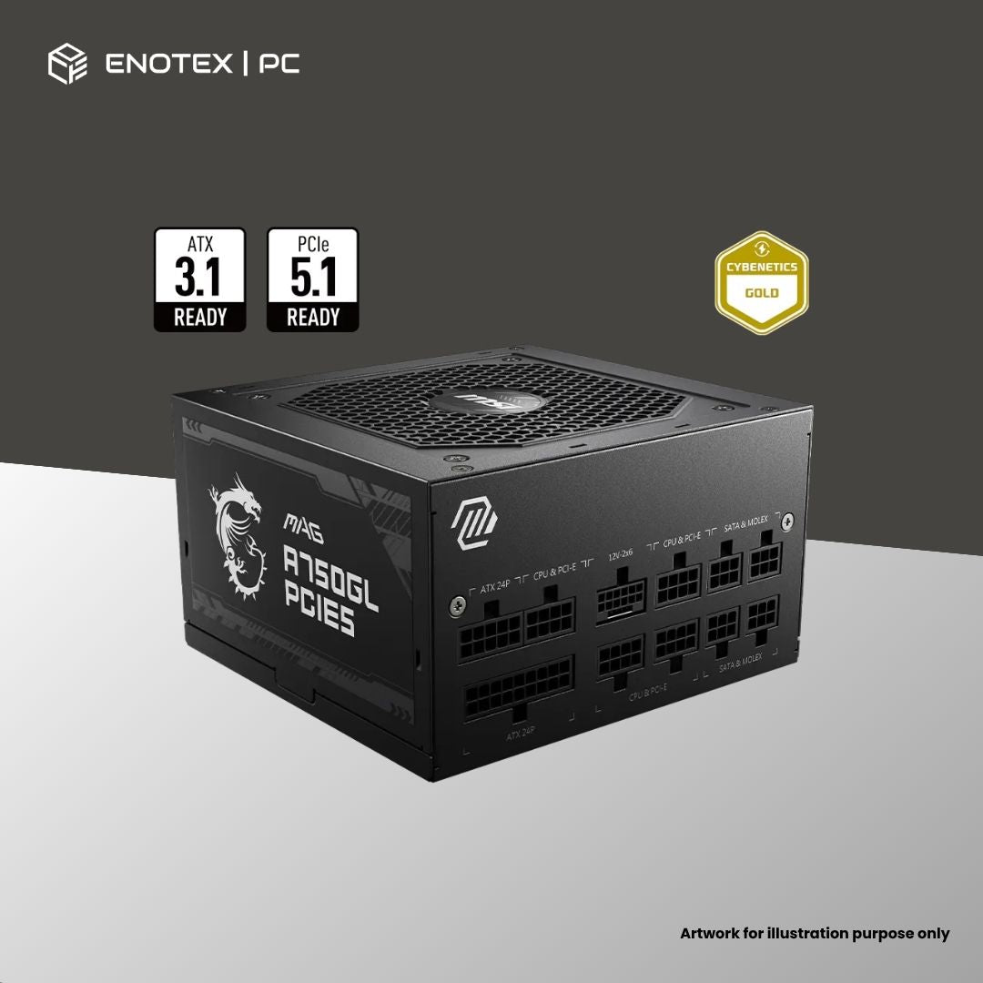 MSI MAG A750GL PCIE5 80+GOLD 750WATT ATX3.1/PCIE5.1 FULL MODULAR (5YR)