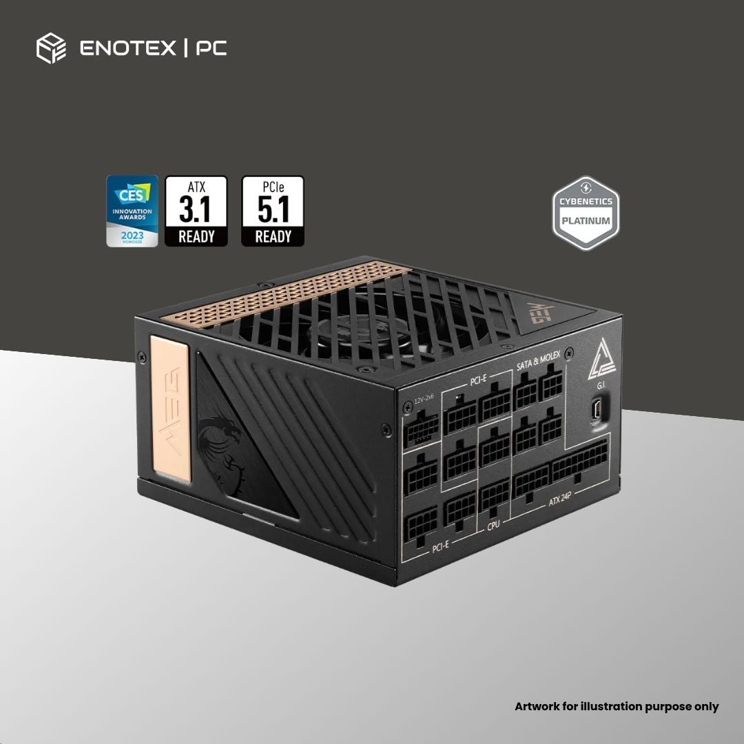 MSI MEG AI1300P PCIE5 80+PLATINUM 1300WATT ATX3.1/PCIE5.1 FULL MODULAR (10YR)