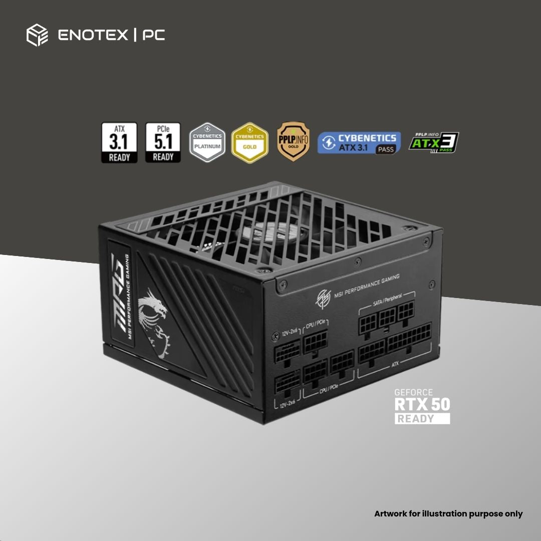 MSI MPG A1250GS PCIE5 80+GOLD 1250WATT ATX3.1/PCIE5.1 FULL MODULAR (10YR)
