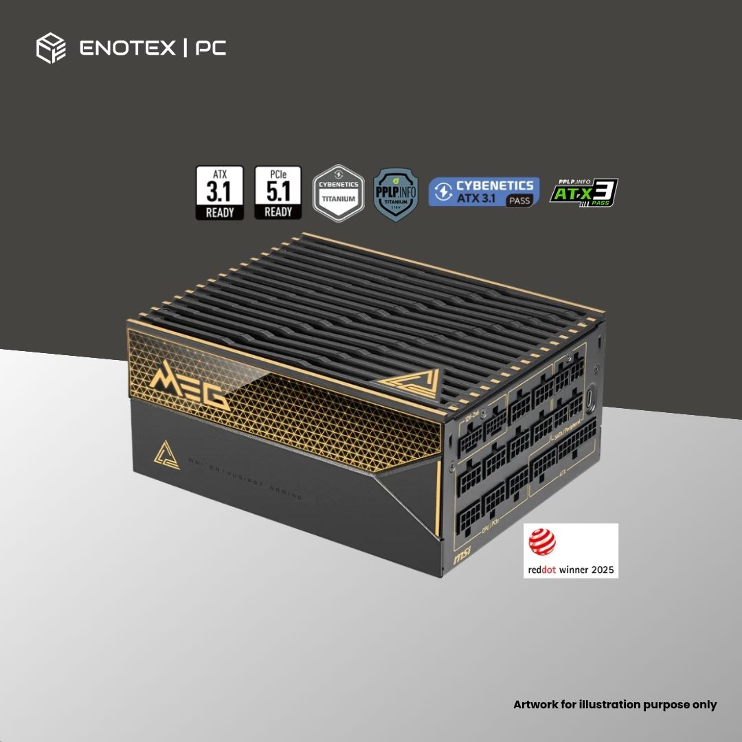 MSI MEG AI1600T PCIE5 80+TITANIUM 1600WATT ATX3.1/PCIE5.1 FULL MODULAR (10YR)