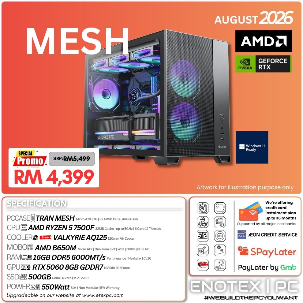 MESH - Ryzen 5 7500F | NVIDIA GeForce RTX 5060 8GB GDDR7
