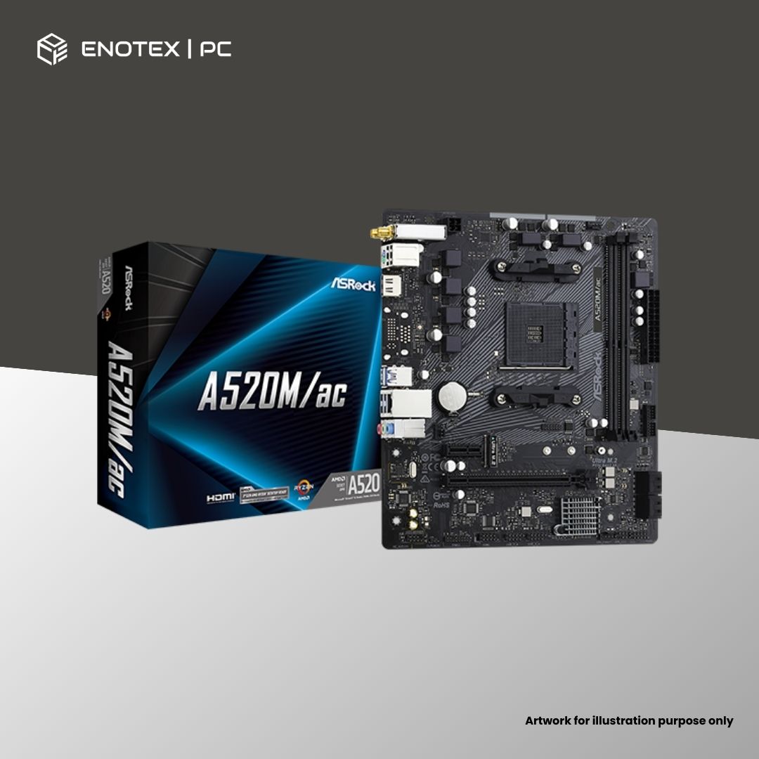 ASROCK A520M/AC WIFI AM4 MATX DDR4 3YR