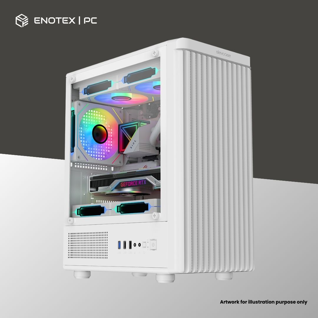 SLEV AIROX TG MATX WITH 4 ARGB FAN - WHITE 1YR