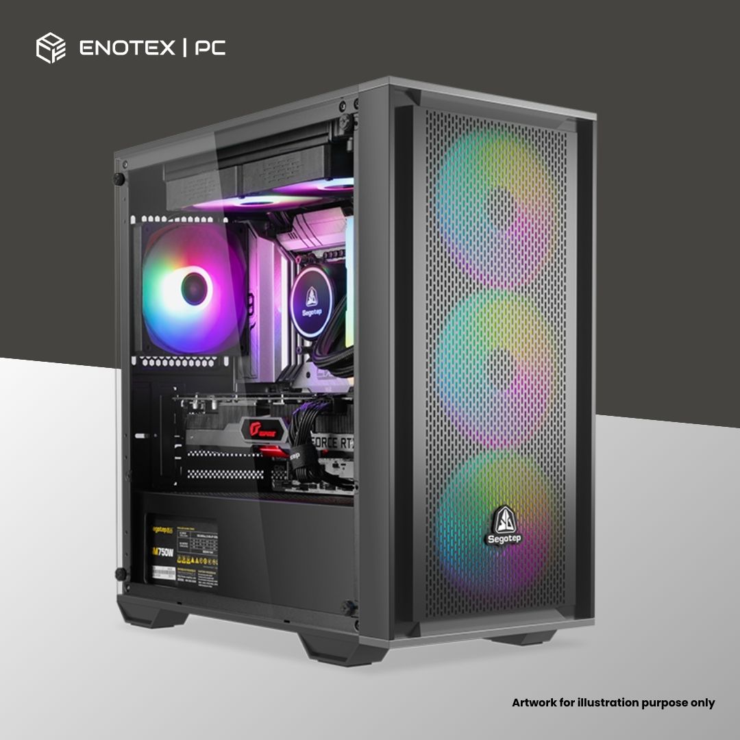 SEGOTEP GANK240-S TG MATX WITH 3 ARGB FANS - BLACK