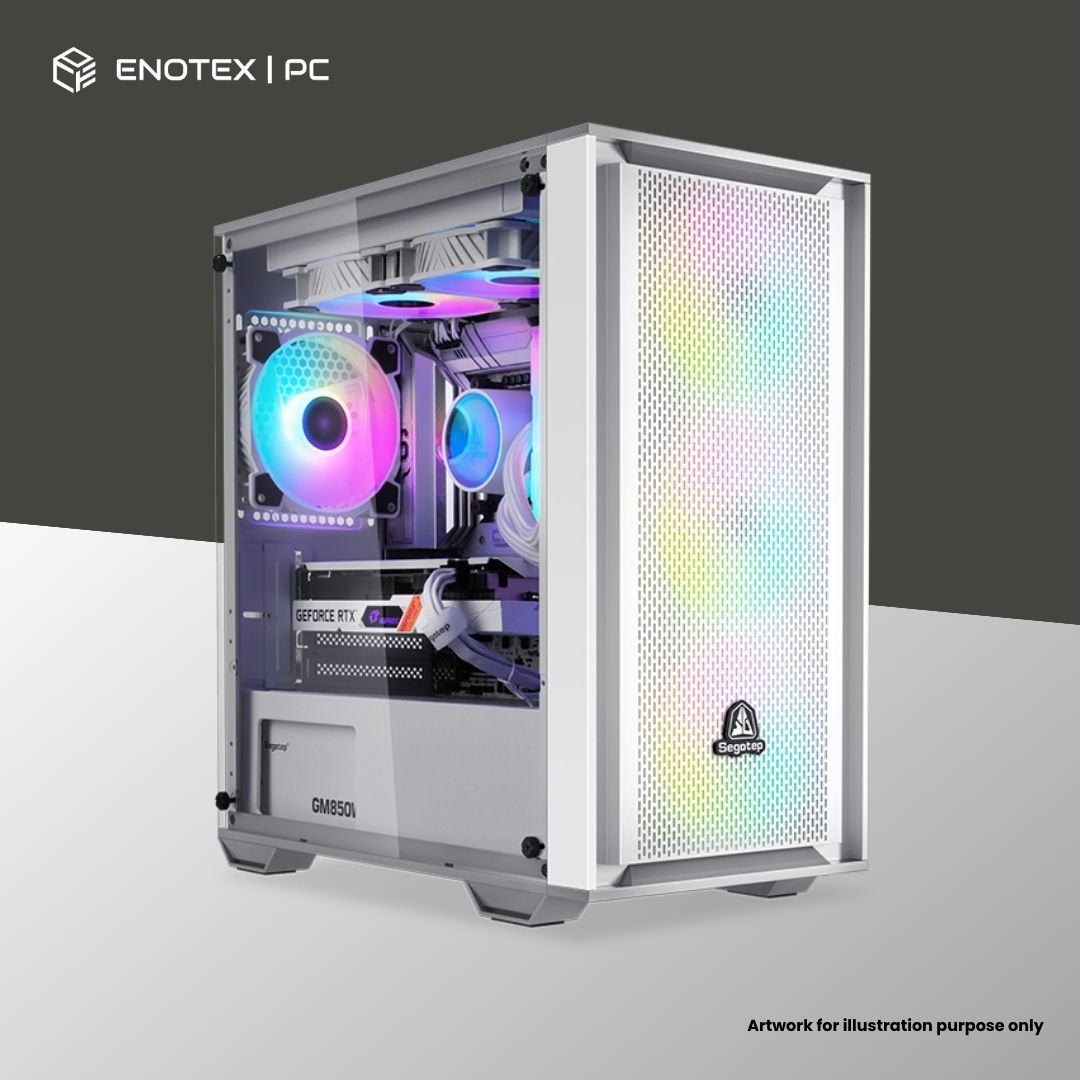 SEGOTEP GANK240-S TG MATX WITH 3 ARGB FANS - WHITE