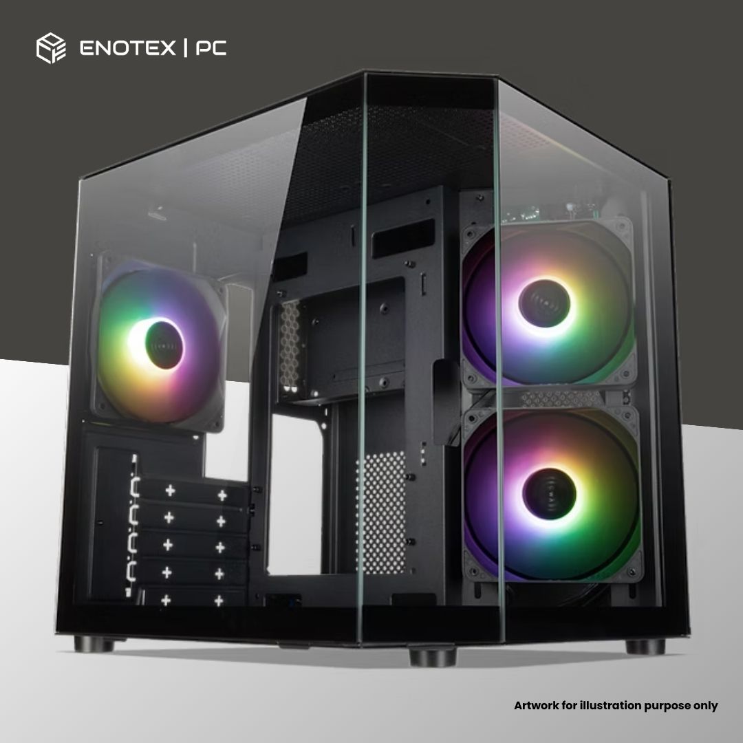 TECWARE VX TRINITY M2 TG MATX WITH 3 ARGB FANS - BLACK