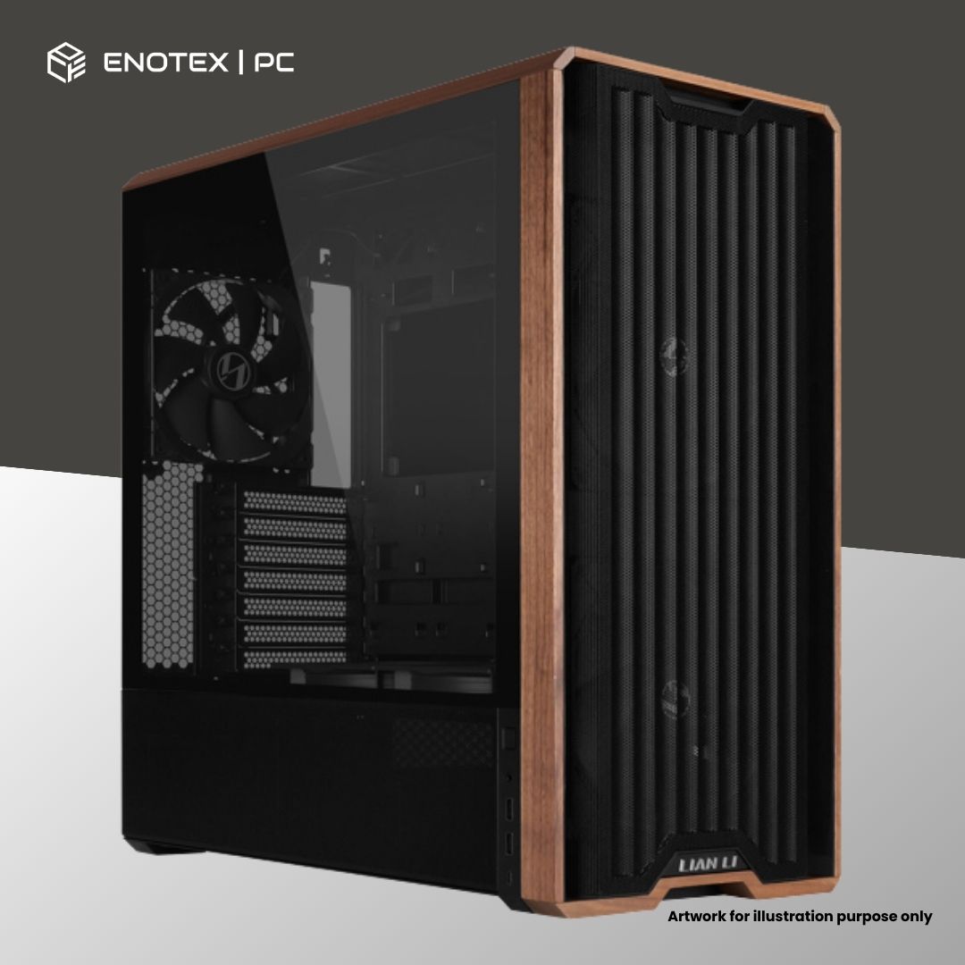 LIAN LI LANCOOL 217 TG ATX WITH 5 FAN - BLACK (WOOD AIRFLOW)