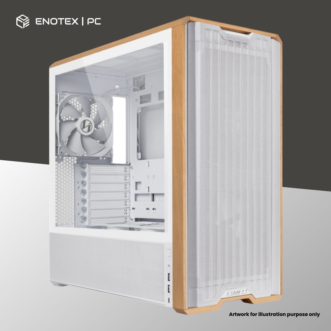 LIAN LI LANCOOL 217 TG ATX WITH 5 FAN - WHITE (WOOD AIRFLOW)