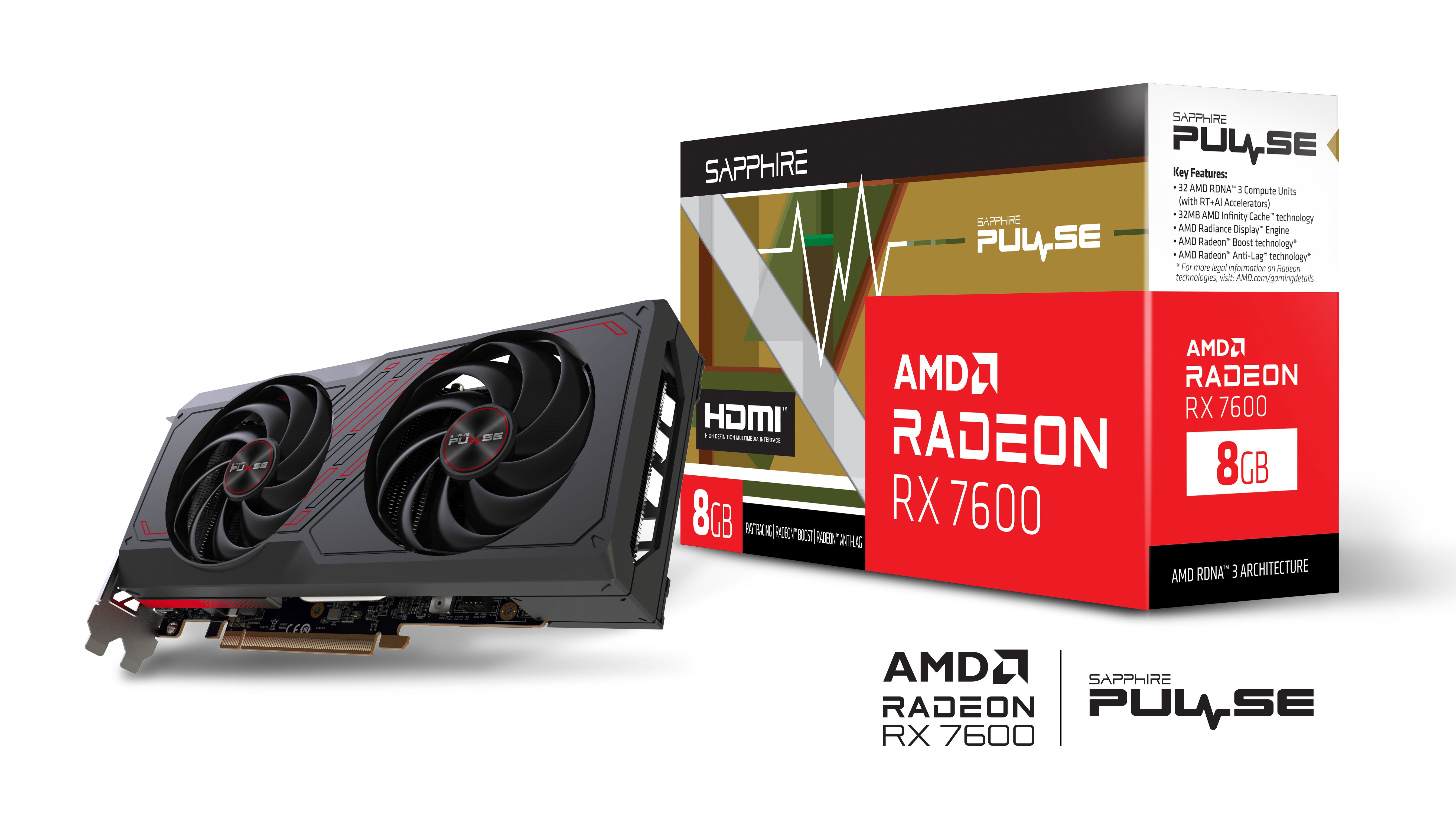 グラフィックボード・グラボ・ビデオカード SAPPHIRE PULSE AMD Radeon RX 7600 8GB Sapphire Technology AMD Radeon RX 7600 Pulse Dual Fan 8GB GDDR6