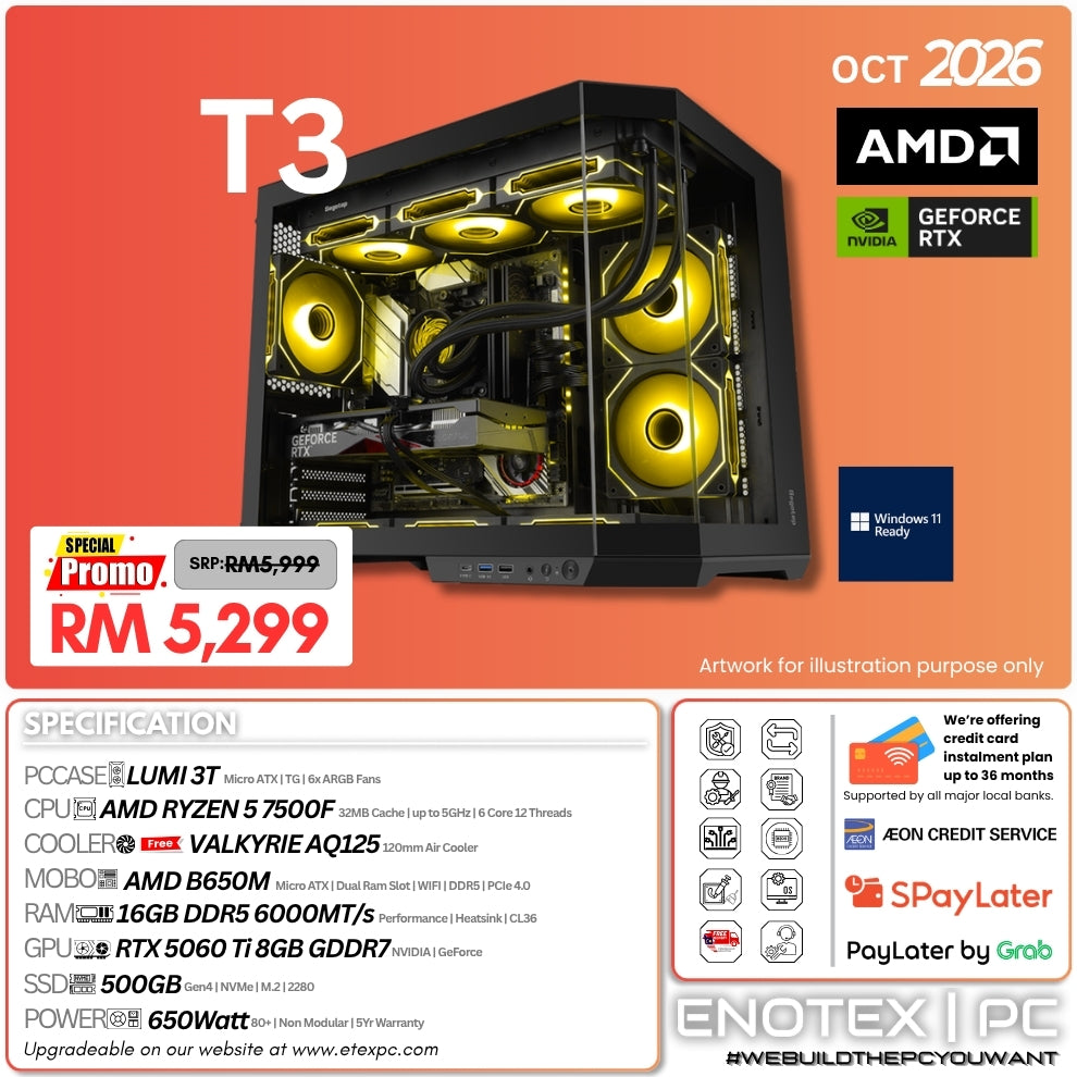 T3 - Ryzen 5 7500F | NVIDIA GeForce RTX 5060 Ti 8GB GDDR7
