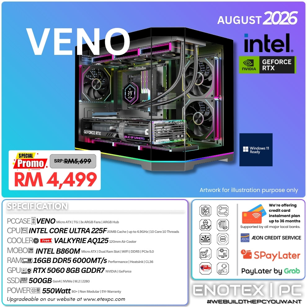 VENO - Intel Core Ultra 5 225F | NVIDIA GeForce RTX 5060 8GB GDDR7