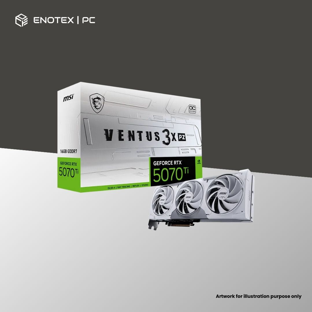 MSI GEFORCE RTX 5070 TI VENTUS 3X PZ OC 16GB GDDR7 - WHITE (3YR)